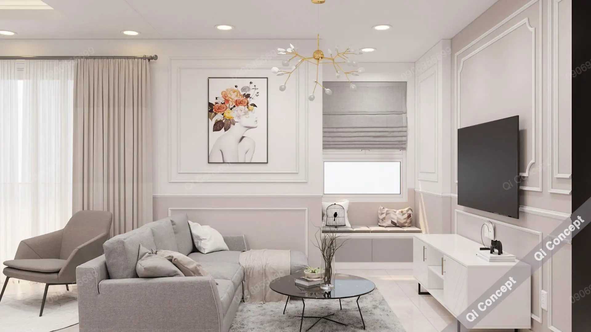 Thiết Kế Căn Hộ Saigon Mia Phong Cách Tân Cổ Điển