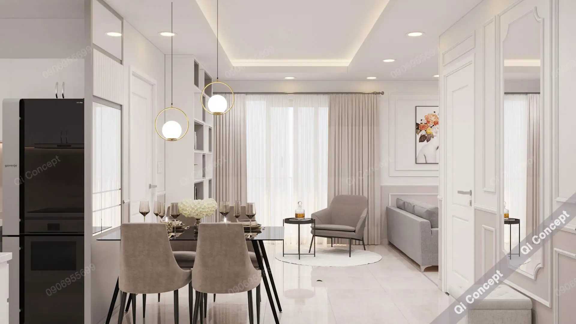 Thiết Kế Căn Hộ Saigon Mia Phong Cách Tân Cổ Điển