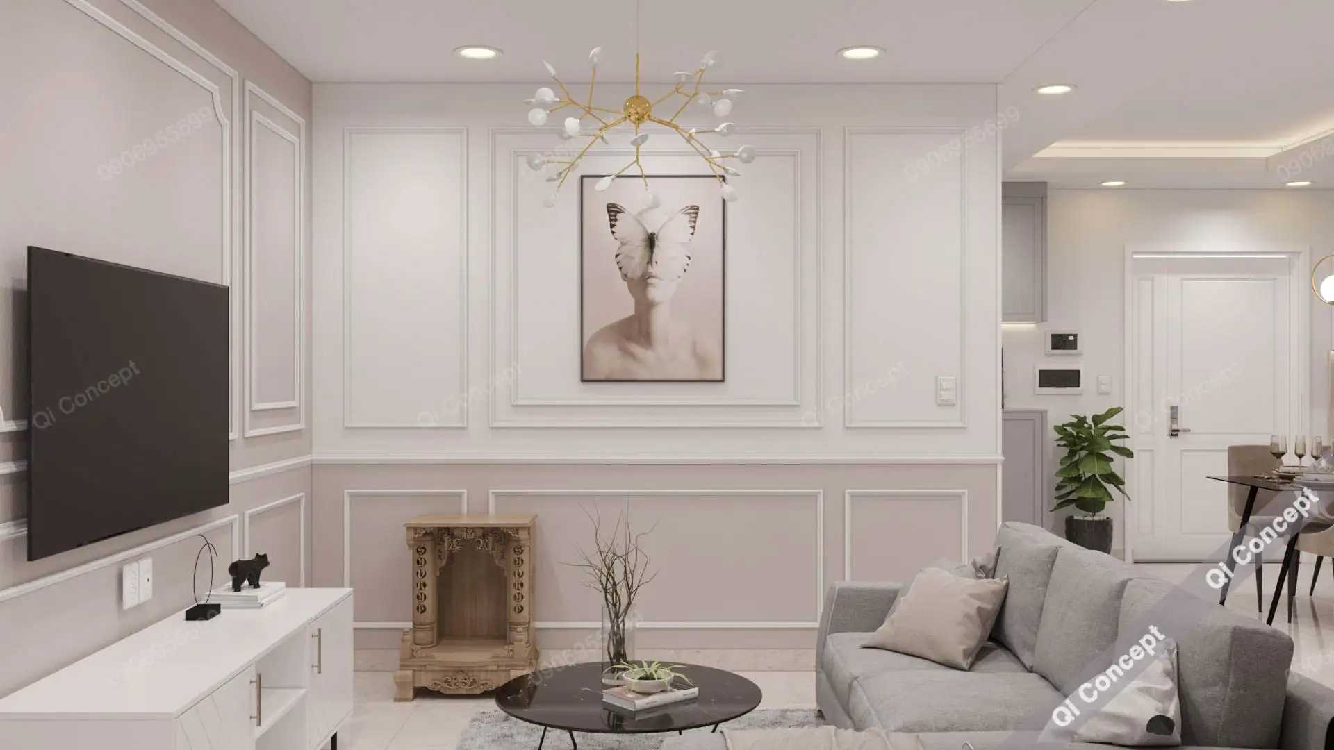 Thiết Kế Căn Hộ Saigon Mia Phong Cách Tân Cổ Điển