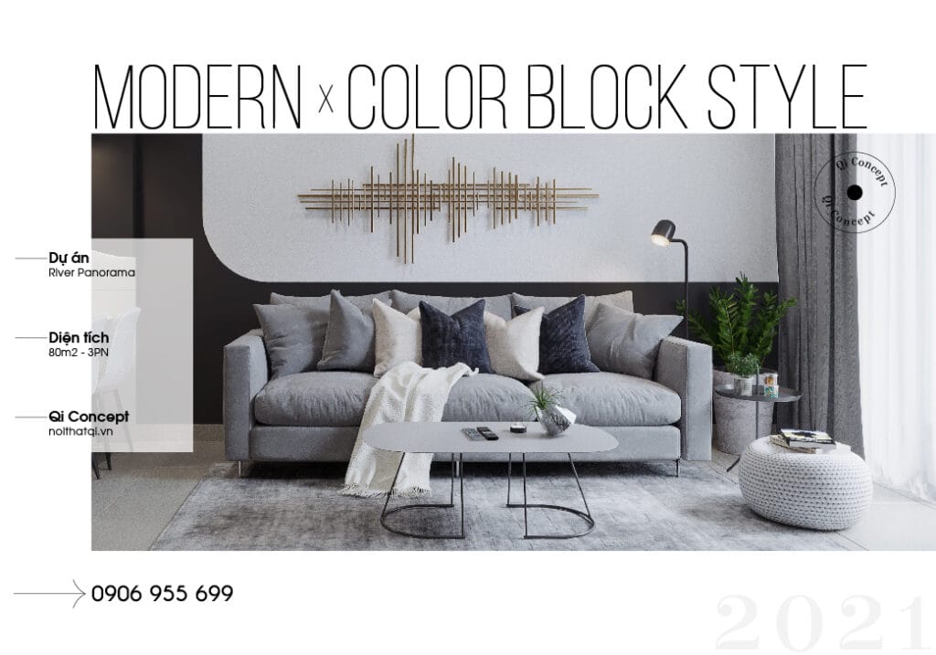 Thiết Kế Căn Hộ 3 Phòng Ngủ Phong Cách Hiện Đại - Color Block