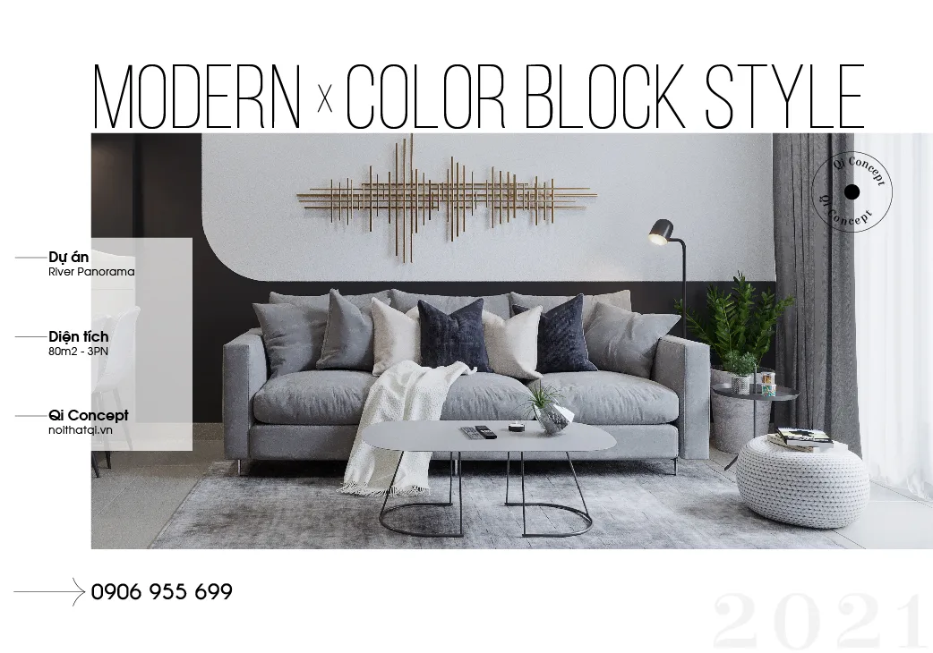 Thiết Kế Căn Hộ 3 Phòng Ngủ Phong Cách Hiện Đại - Color Block