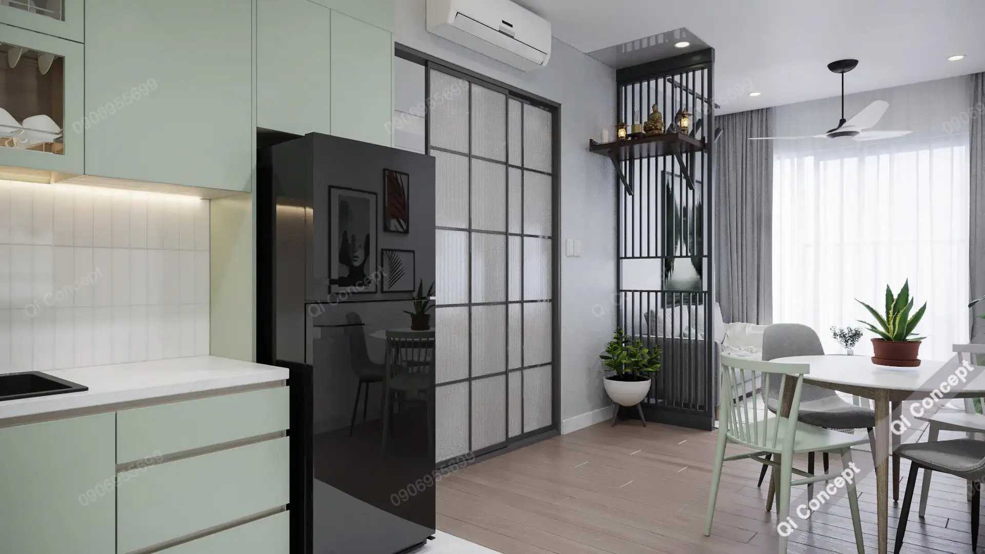 Thiết kế bếp ăn căn hộ chung cư Safira Khang Điền