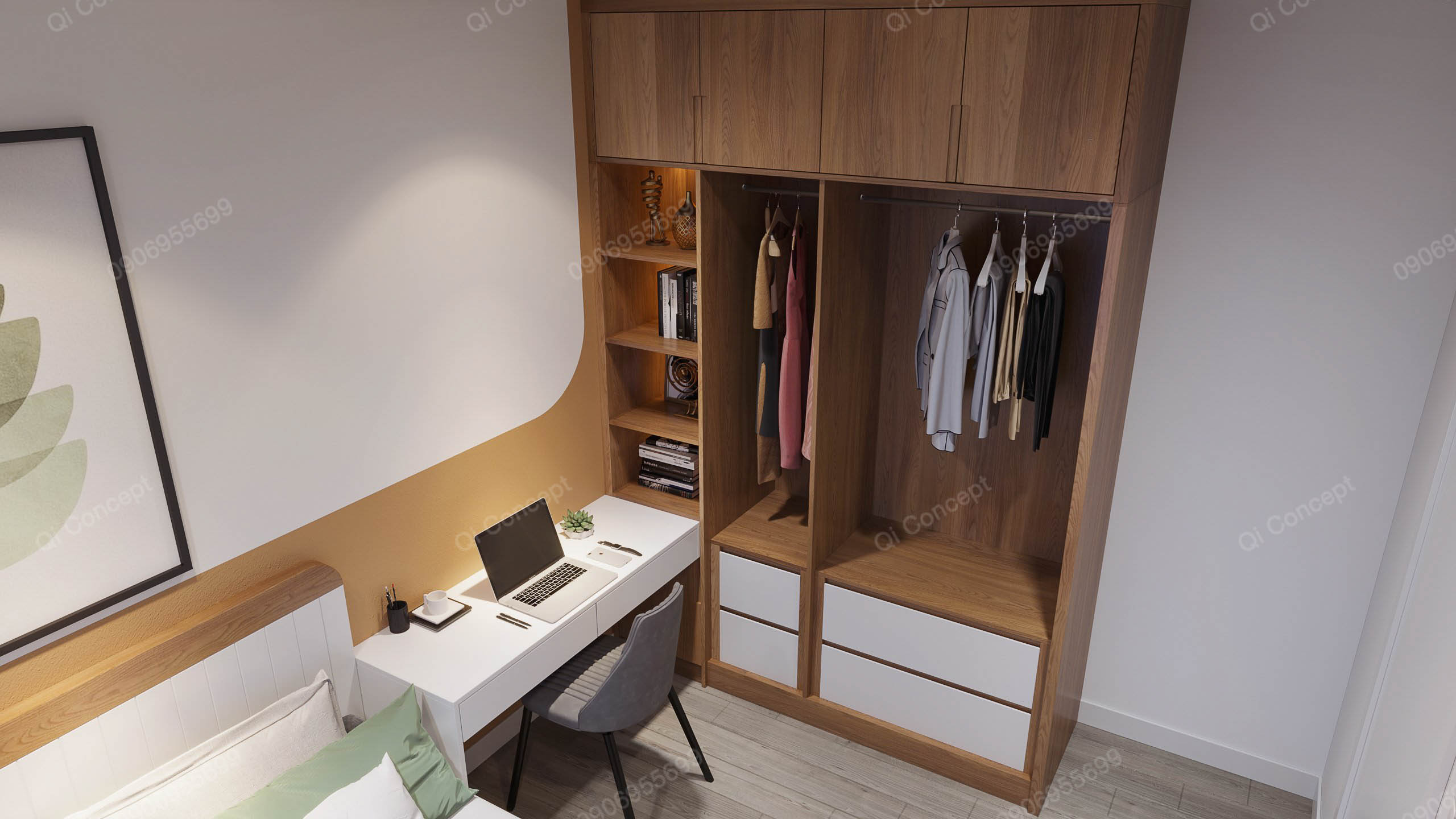 Thiết kế nội thất phòng ngủ 2 cho căn hộ Sunrise Riverside