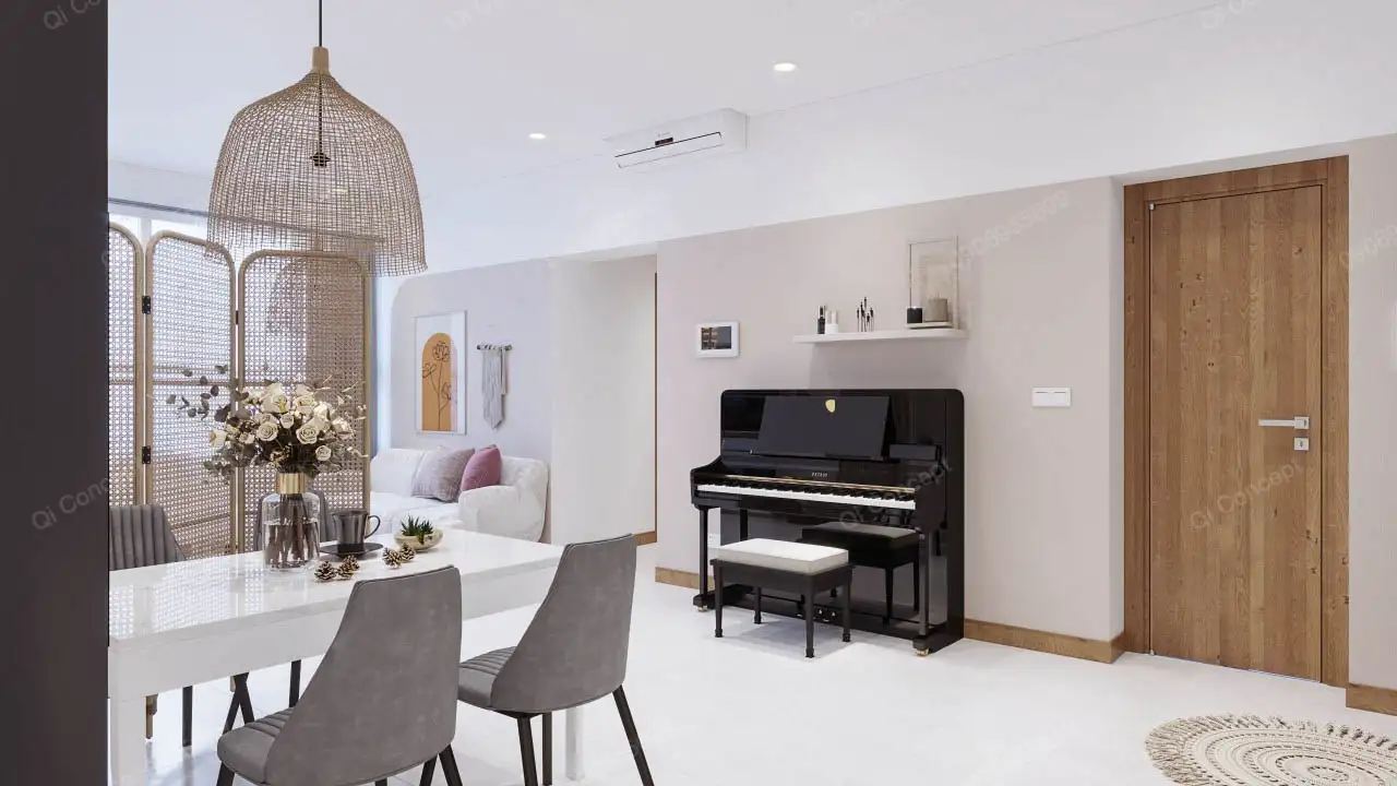 Bố trí nội thất hài hòa giữa khu vực ăn uống và lối vào trong thiết kế nội thất Saigon Pearl.