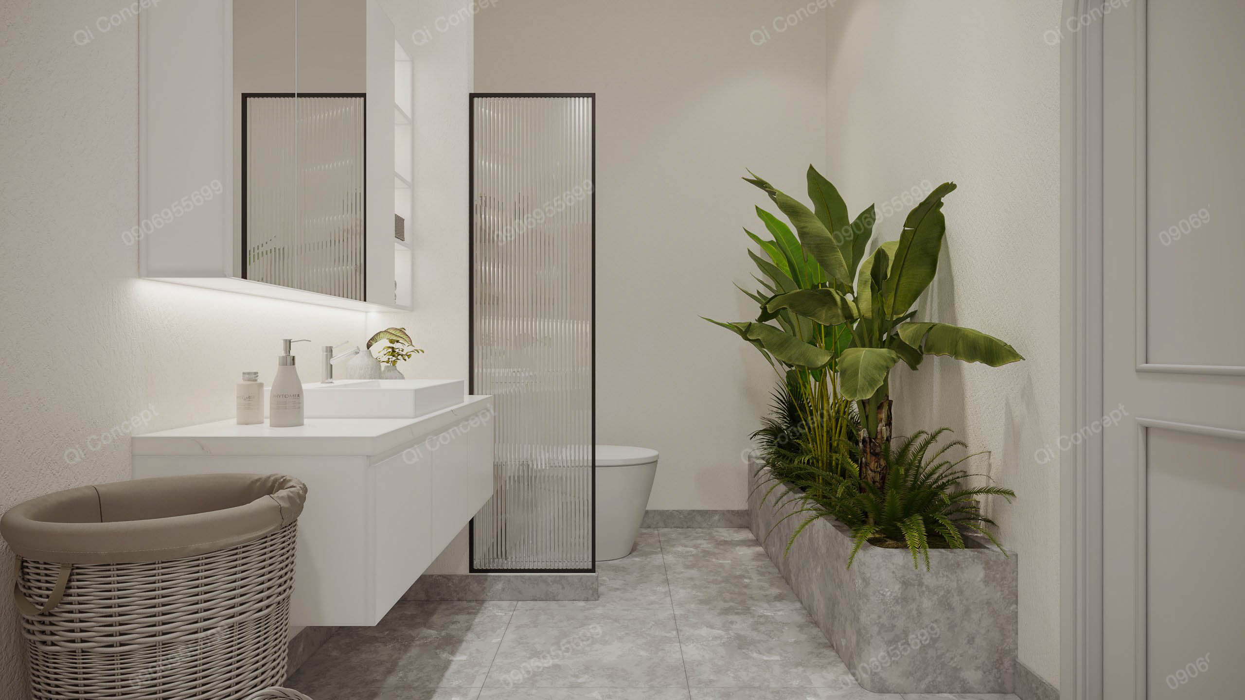 Thiết kế phòng tắm phong cách Hiện Đại mix Japandi