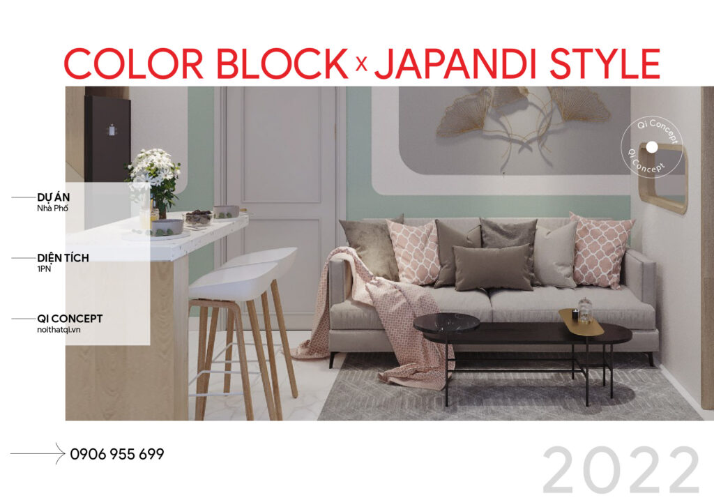Không Gian Nội Thất Phong Cách Thiết Kế Nhà Phố Color Block Japandi