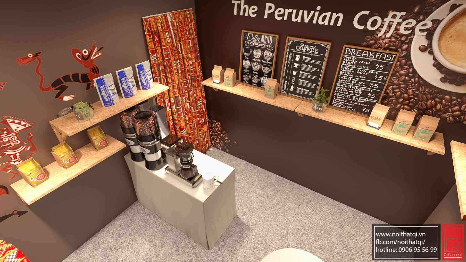 Báo Giá Thiết Kế Nội Thất Quán Cafe Show Đại Sứ Quán Peru