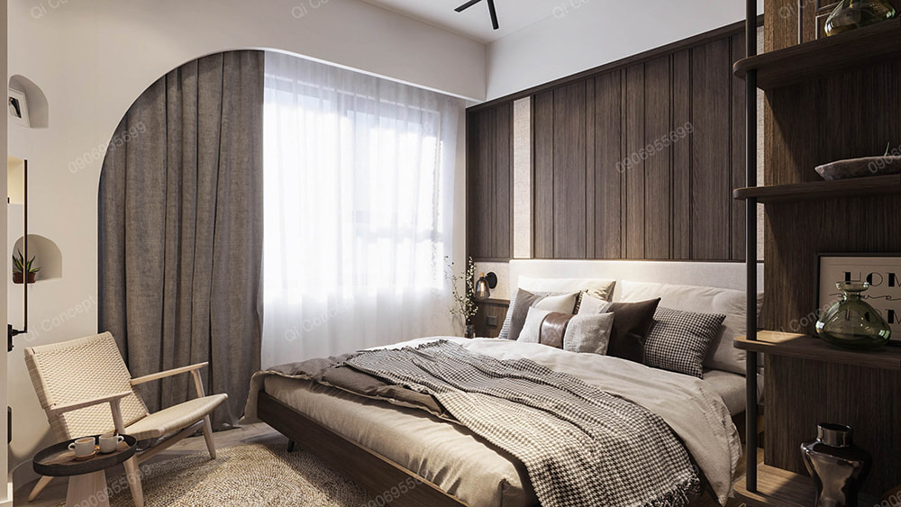 Rèm cửa cao chạm trần khiến không gian ngủ thêm sang trọng và rộng lớn Rèm cửa cao chạm trần khiến không gian ngủ thêm sang trọng và rộng lớn