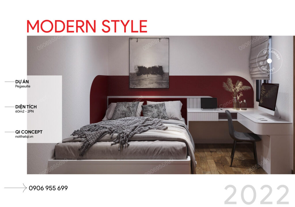 Gam Đỏ Nổi Bật Trong Thiết Kế Căn Hộ Pegasuite Quận 8