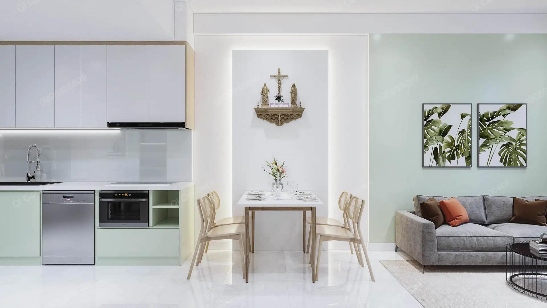 Thiết Kế Nội Thất Căn Hộ Quận 12 Picity High Park Tone Xanh Tươi Mát