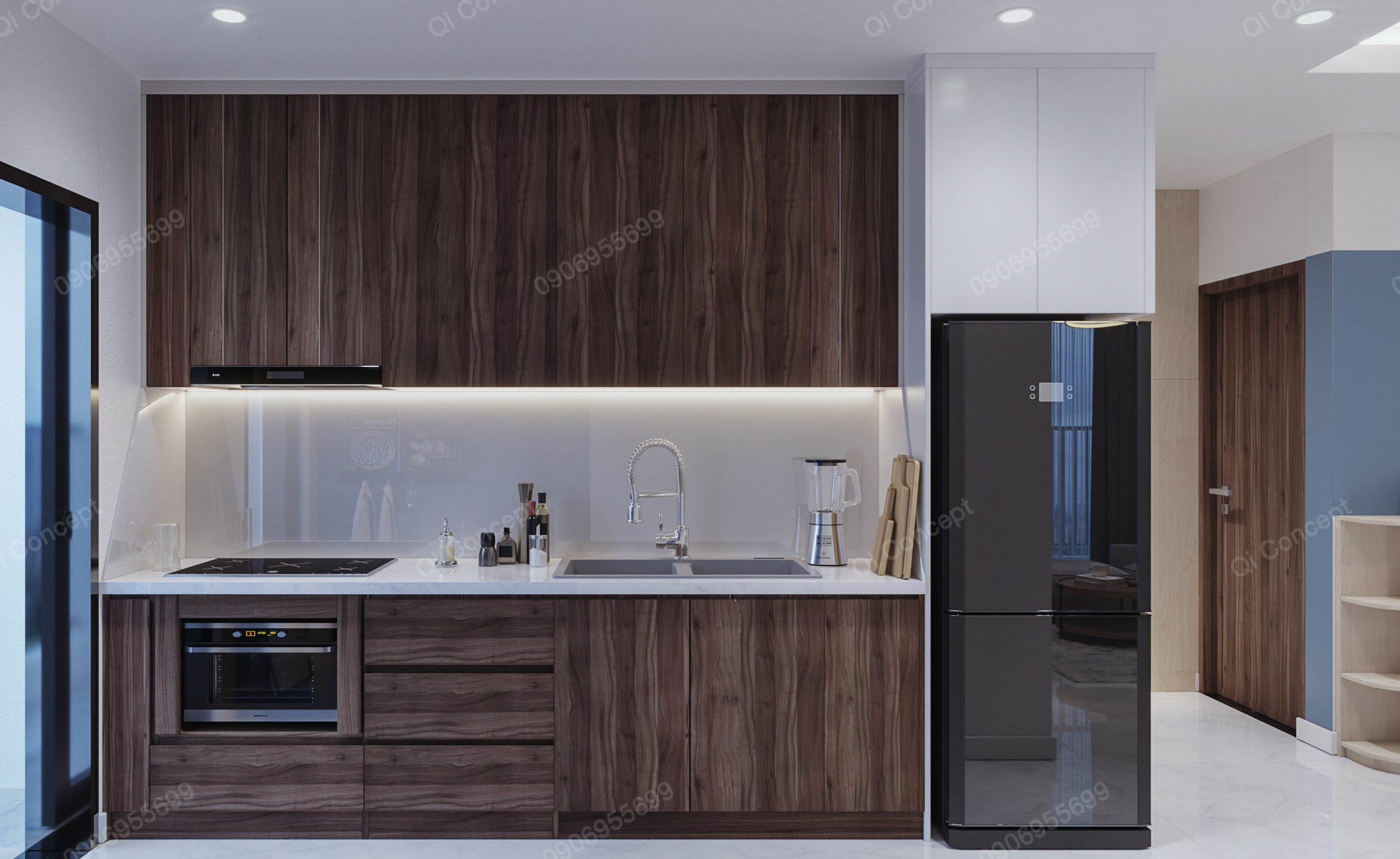 Mẫu thiết kế căn hộ 2PN phong cách Color Block đa sắc màu