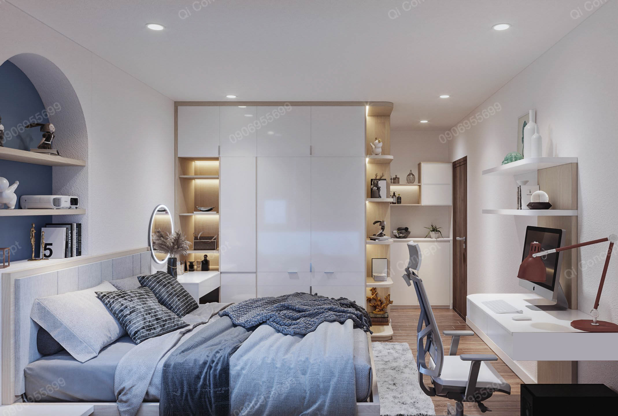 Mẫu thiết kế căn hộ 2PN phong cách Color Block đa sắc màu