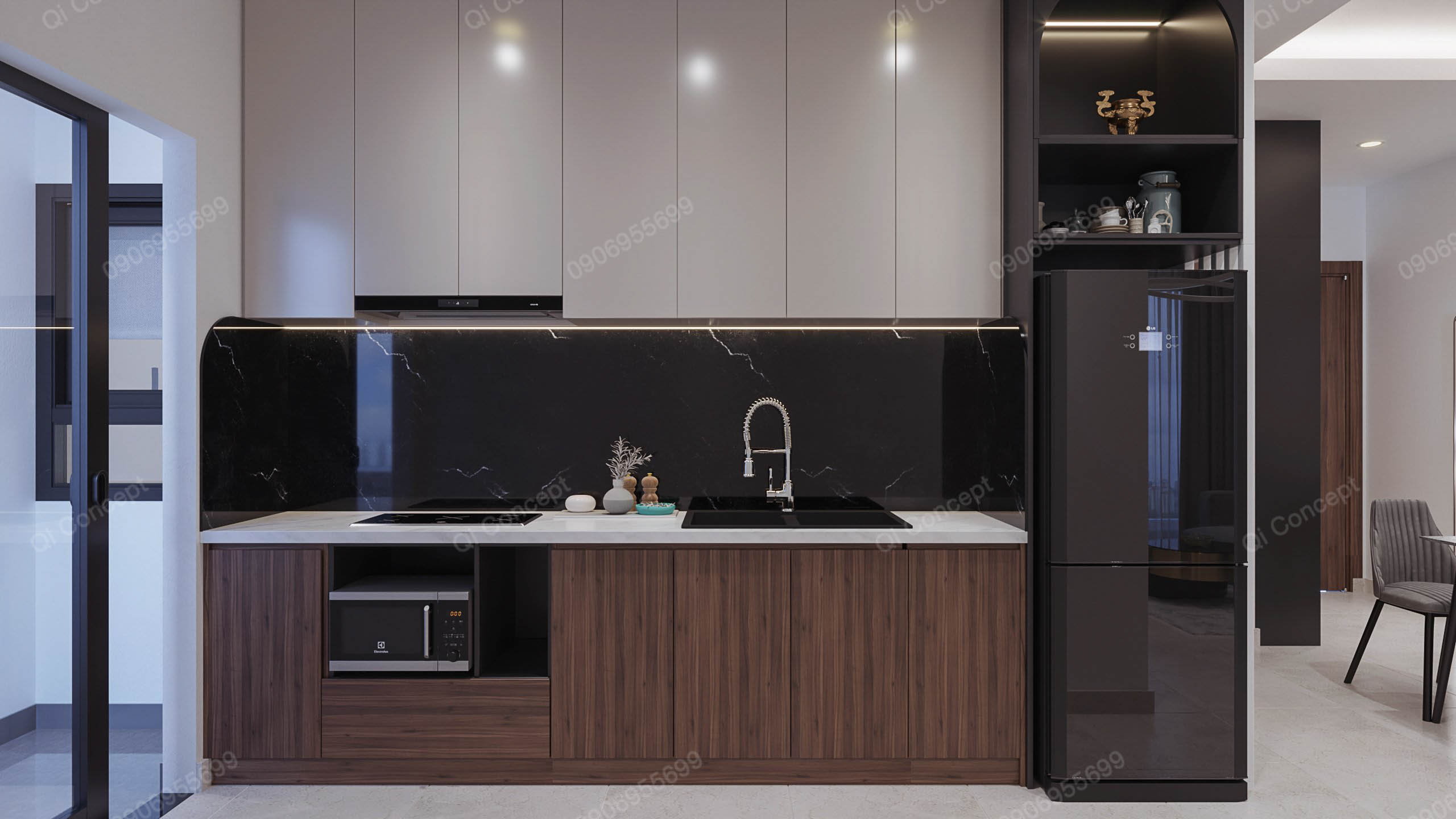 Mẫu thiết kế nội thất căn hộ 2PN Q7 Saigon Riverside Complex gam trung tính