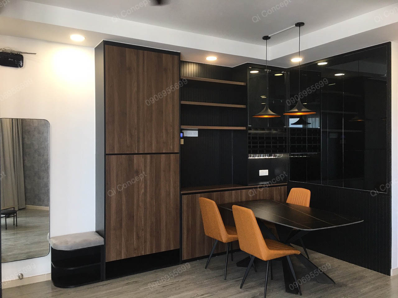 Phòng bếp sang trọng với gam màu đen sang trọng