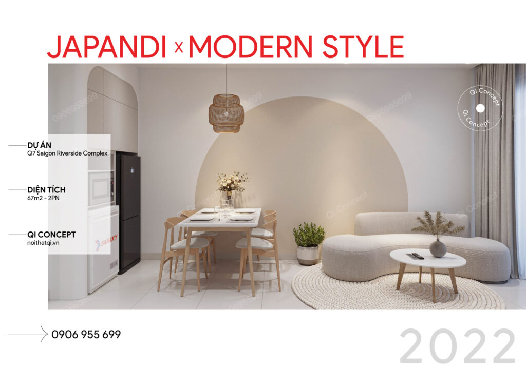 Nét Bo Tròn Trong Nội Thất Căn Hộ Q7 Saigon Riverside Complex Phong Cách Japandi
