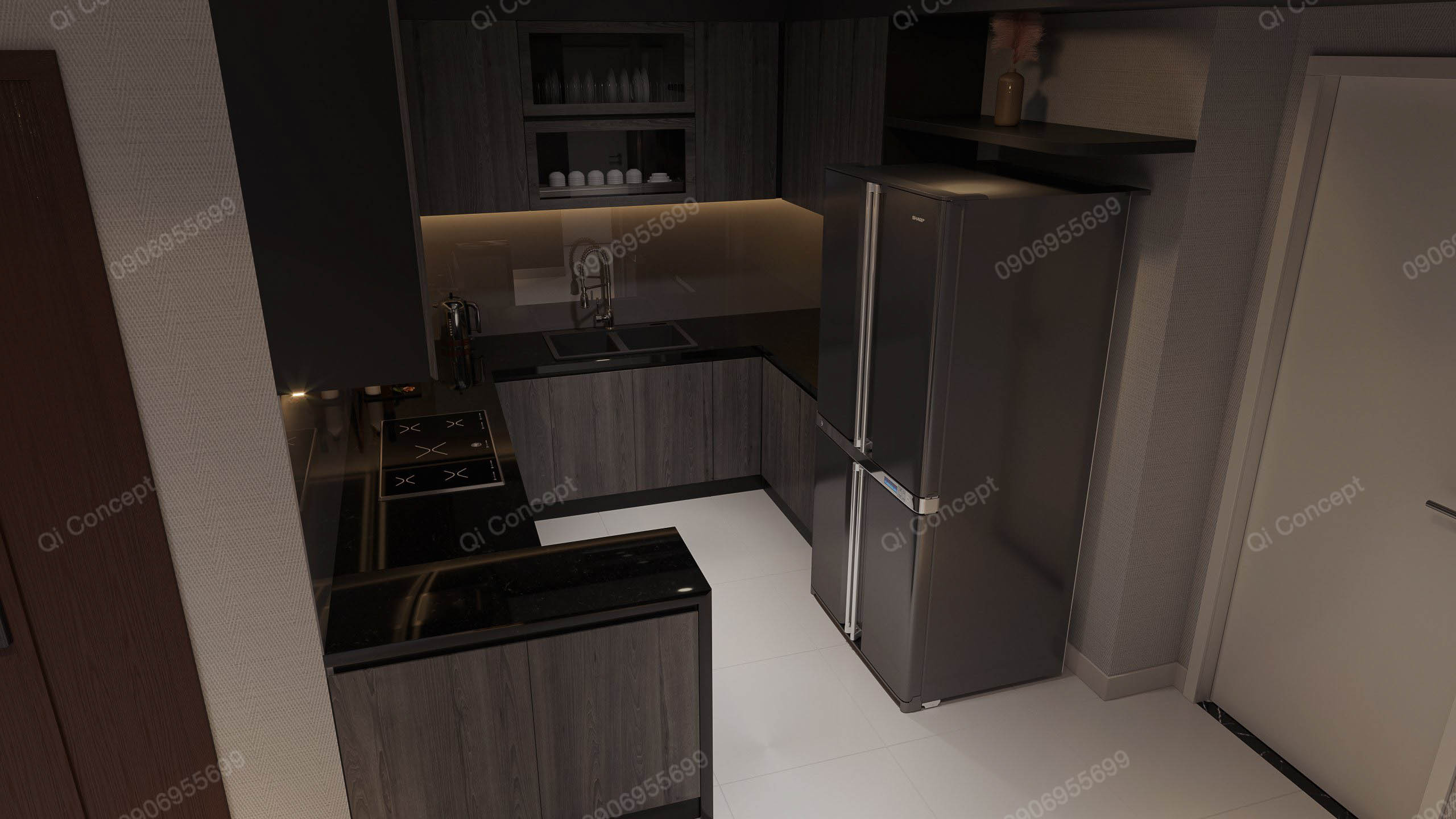 Thiết kế nội thất phòng bếp chung cư La Bonita - Bình Thạnh