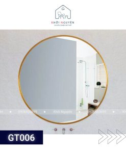 GƯƠNG TRÒN VIỀN NHÔM VÀNG KHÔNG LED MÀU SẮC NHÔM