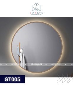 GƯƠNG TRÒN VIỀN NHÔM MẠ VÀNG CÓ LED MÀU SẮC NHÔM