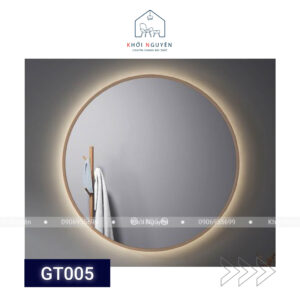 GƯƠNG TRÒN VIỀN NHÔM MẠ VÀNG CÓ LED MÀU SẮC NHÔM