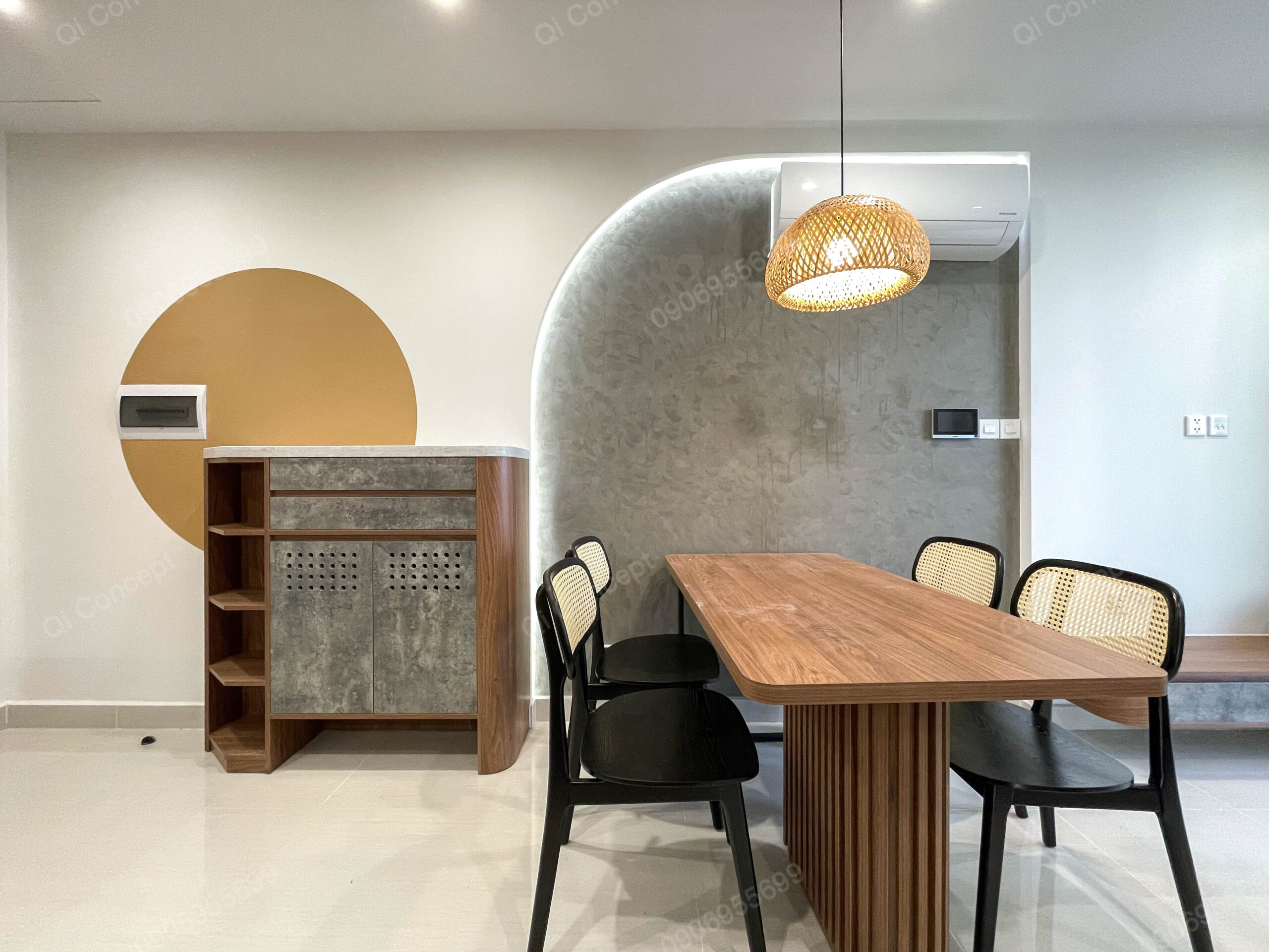 Chi tiết thi công gỗ công nghiệp An Cường sắc nét.