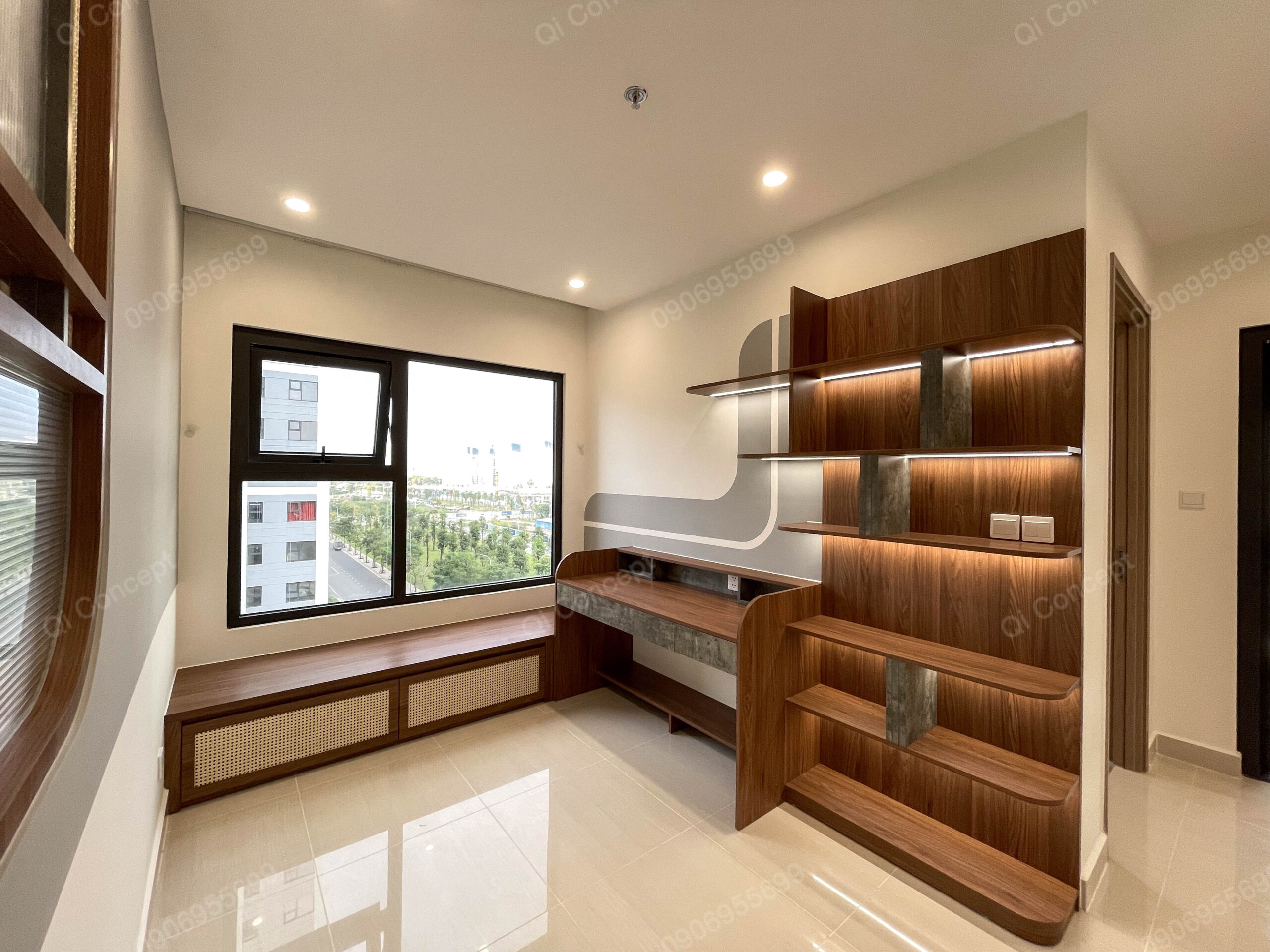 Thiết kế góc làm việc thông minh tại căn hộ 2PN+1.