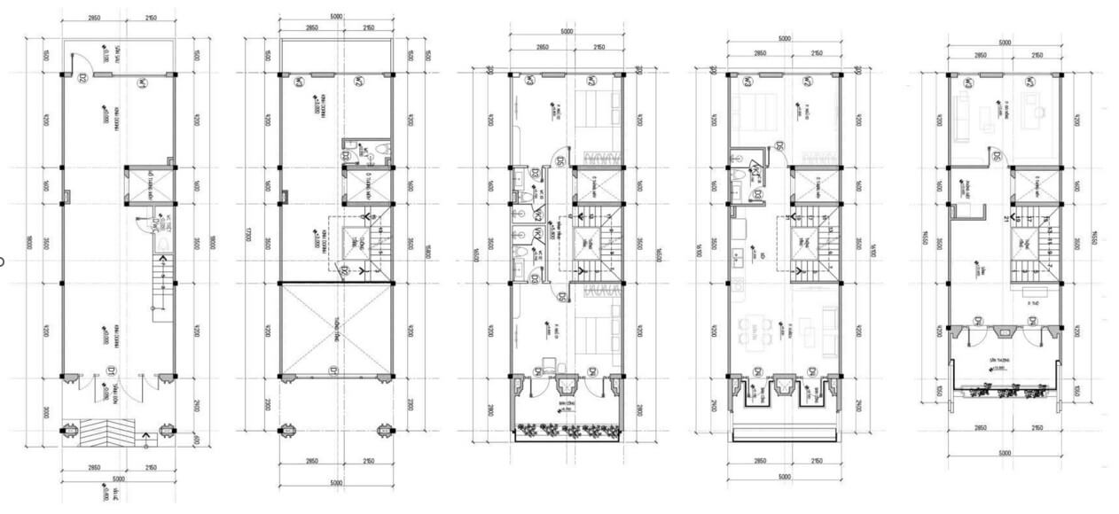Layout kiến trúc nhà phố kết hợp kinh doanh tiêu biểu. 