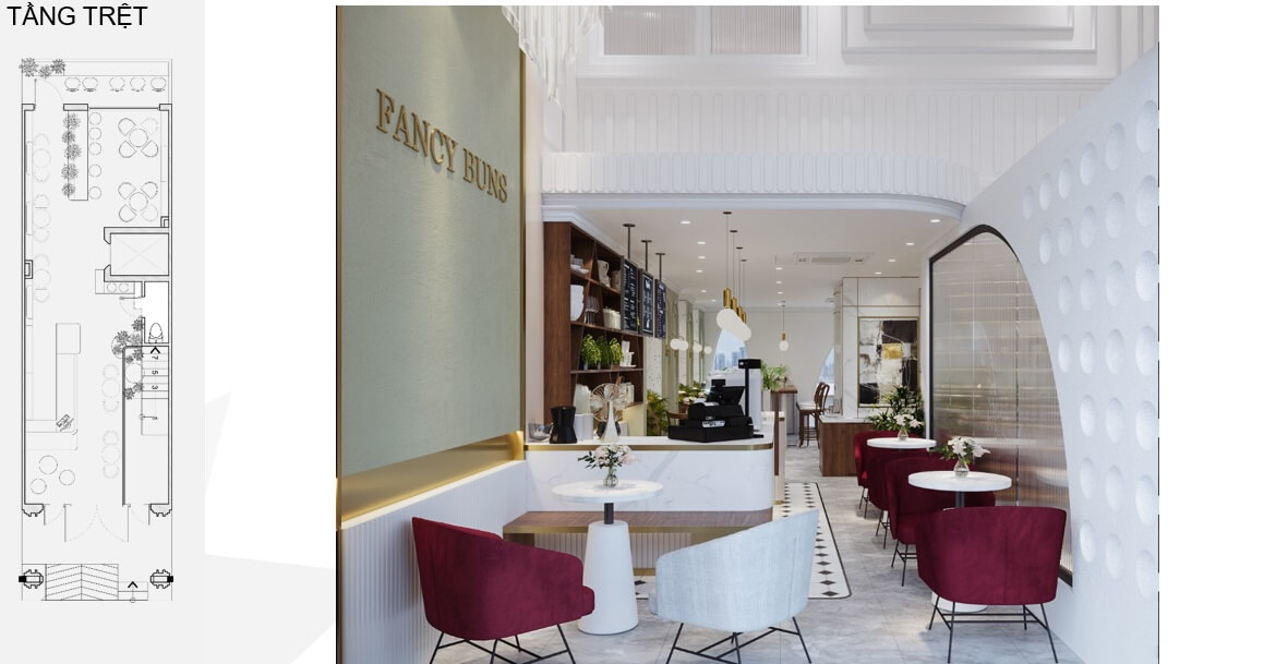 Lối vào quán cafe bằng cửa chính 