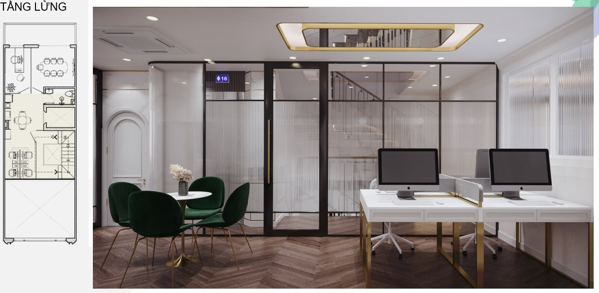 Không gian tầng lửng được tận dụng cho thuê văn phòng làm việc nhỏ