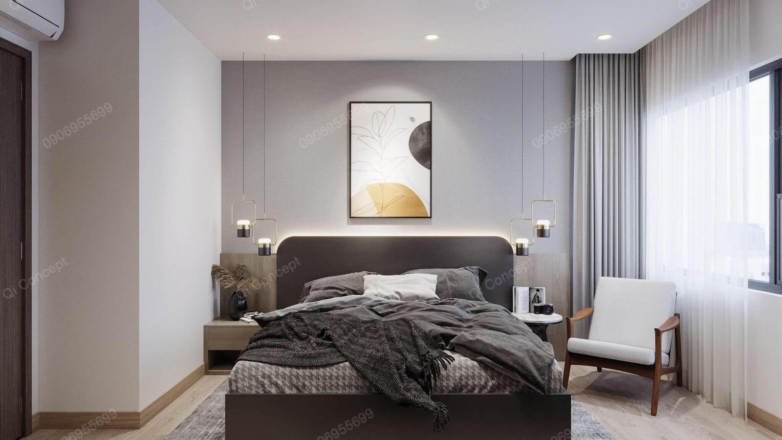 Mẫu phòng ngủ phong cách Taiwan - Nội thất tối giản, hiện đại.