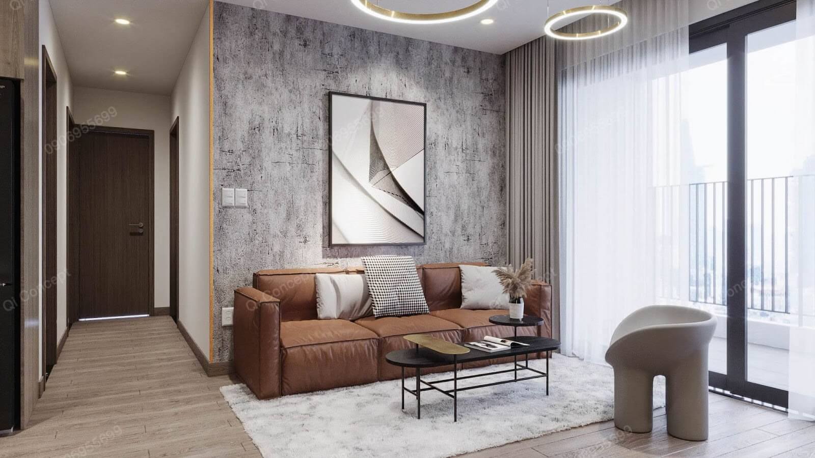 Mẫu thiết kế phòng khách phong cách Taiwan - Nội thất tông màu trung tính.