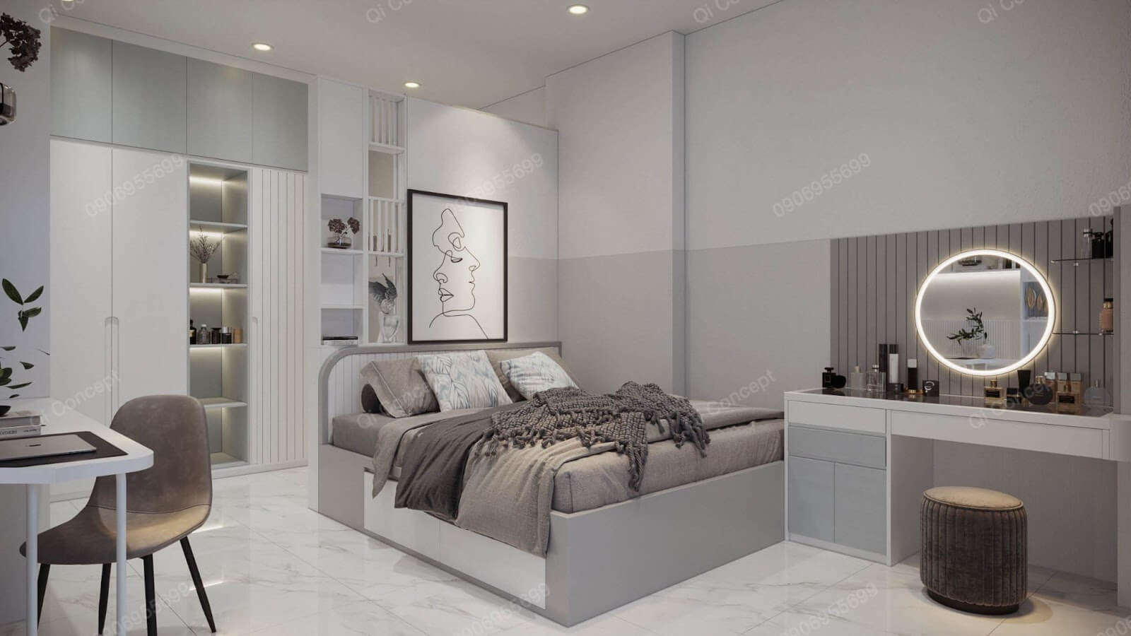 Phòng ngủ master được bố trí, phân chia không gian hợp lý