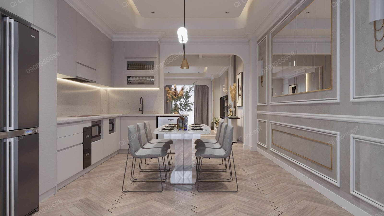 Không gian bếp rộng rãi, thoáng đãng