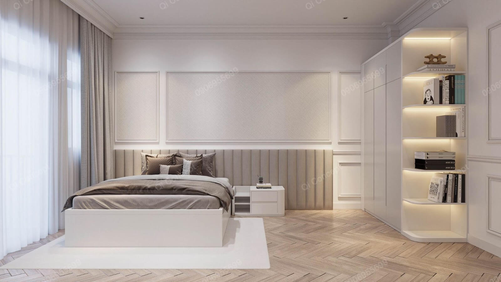 Phòng ngủ cho khách sang trọng, không kém phần tinh xảo