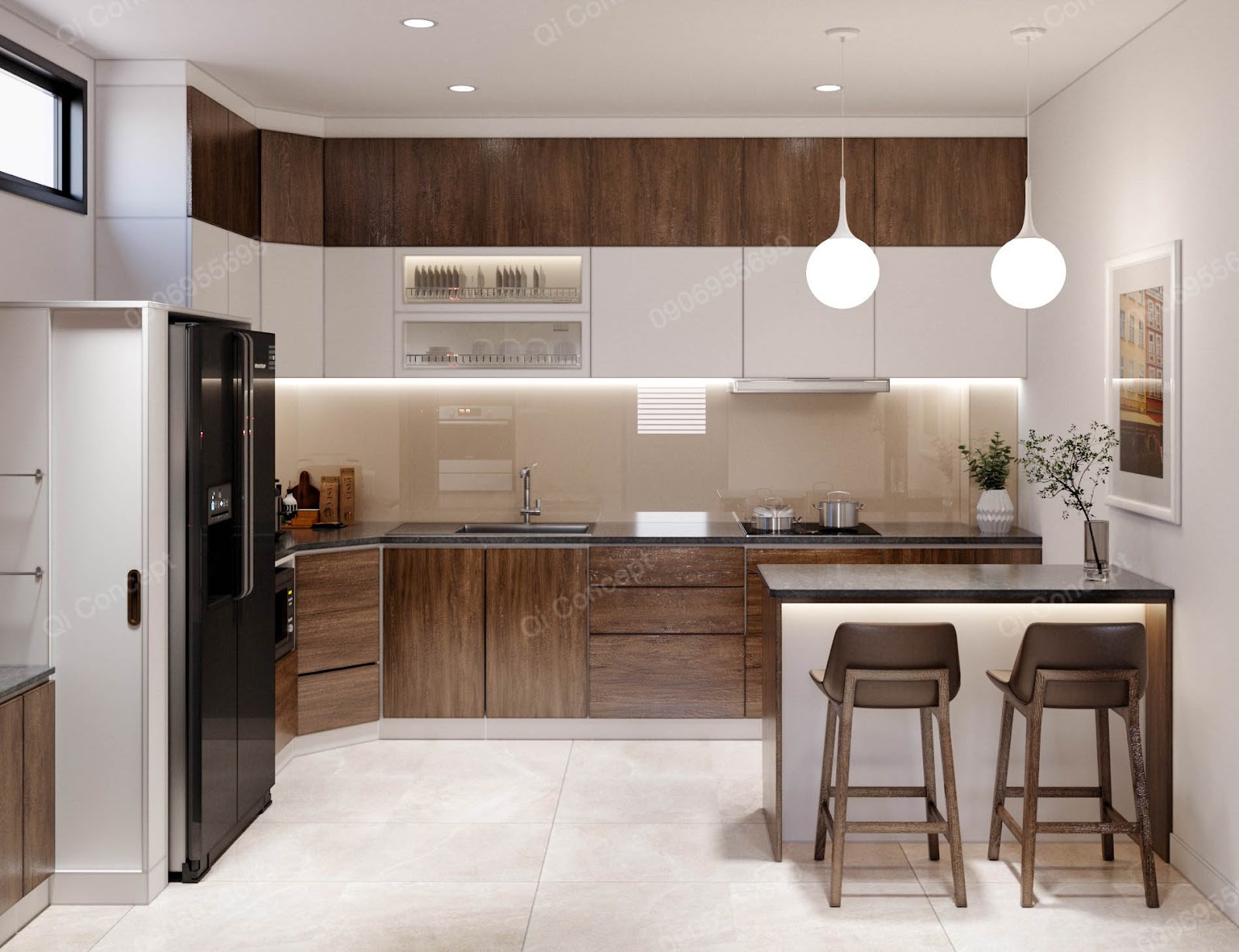 Phòng bếp phong cách hiện đại, đáp ứng công năng sử dụng