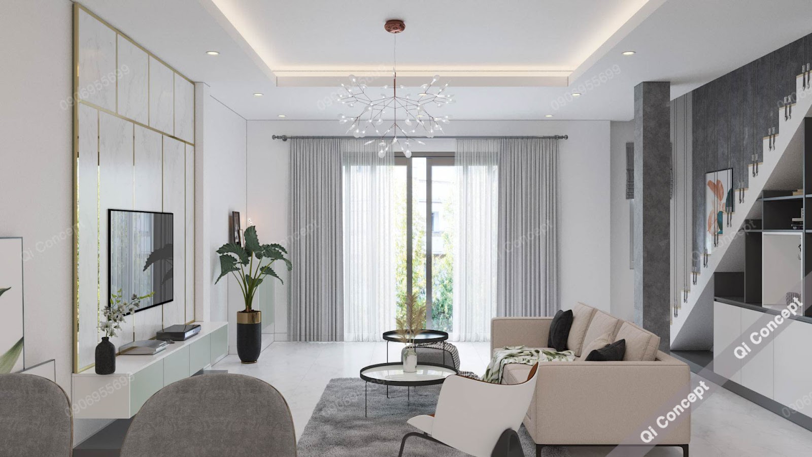 Cả không gian tràn ngập trong ánh sáng tự nhiên