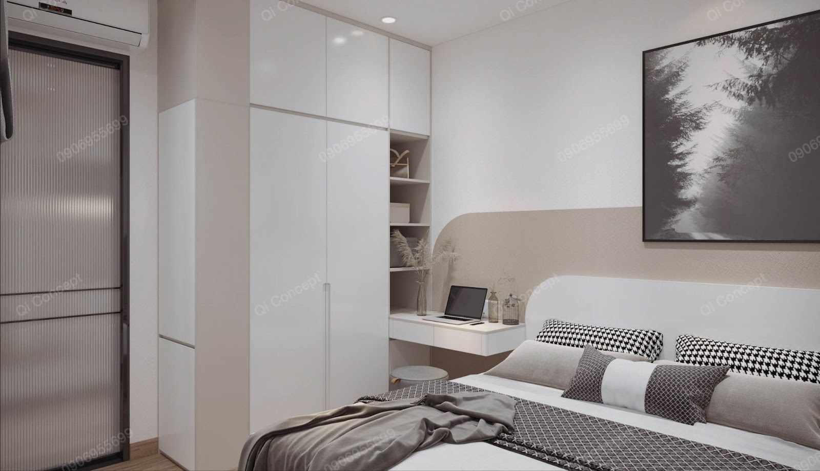 Phòng ngủ phụ tối giản, ấm cúng