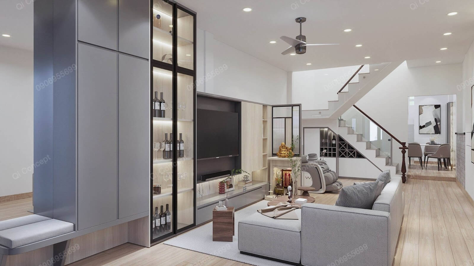 Phòng khách sang trọng tiện nghi với đầy đủ không gian chức năng