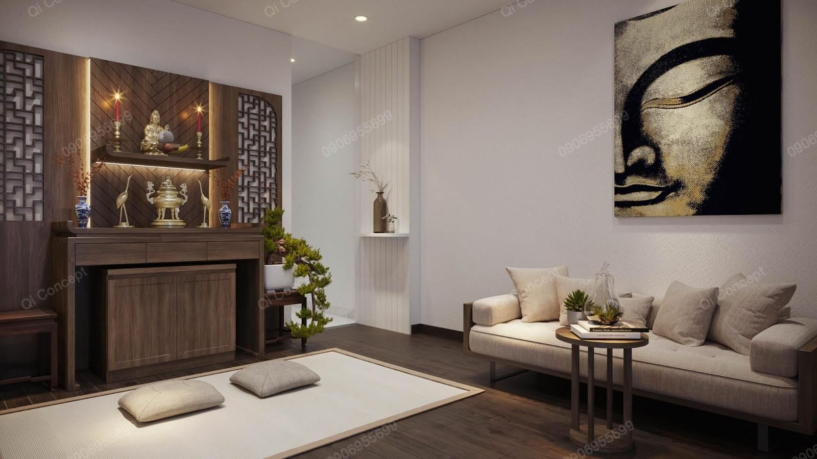 Thiết kế phòng thờ hợp phong thủy sẽ đem lại may mắn, tài lộc cho gia đình