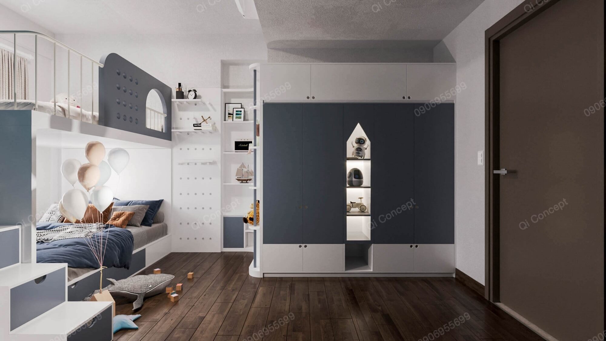 Không gian phòng ngủ của trẻ tinh nghịch, năng động