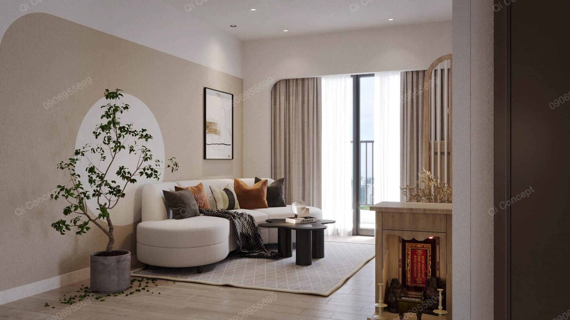 Không gian phòng khách căn hộ West Gate 3pn