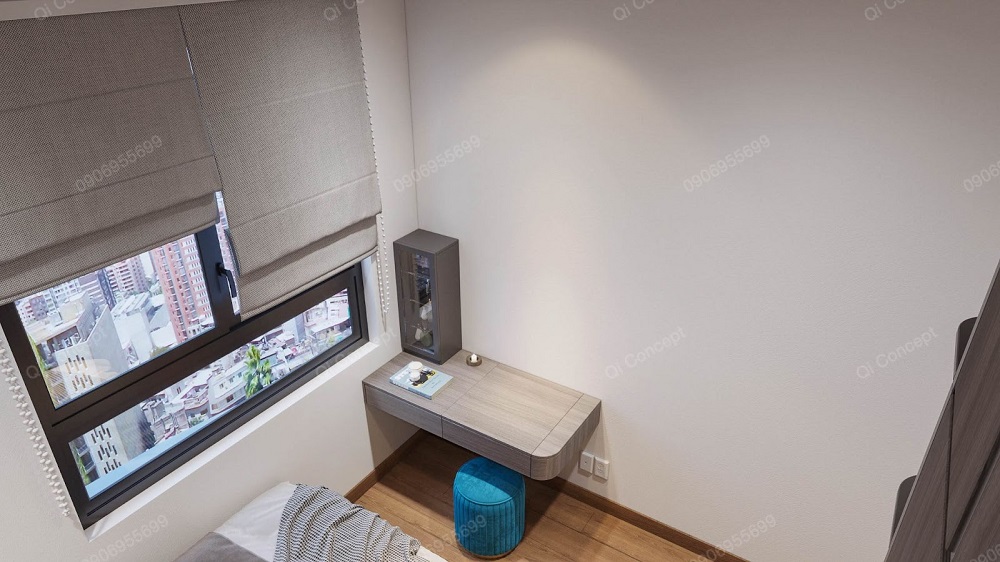 Bàn làm việc tích hợp trang điểm treo tường tối ưu không gian