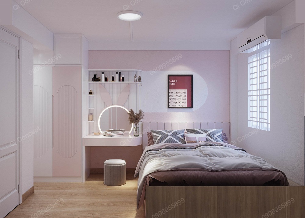 Góc nhìn chính diện phòng ngủ phụ