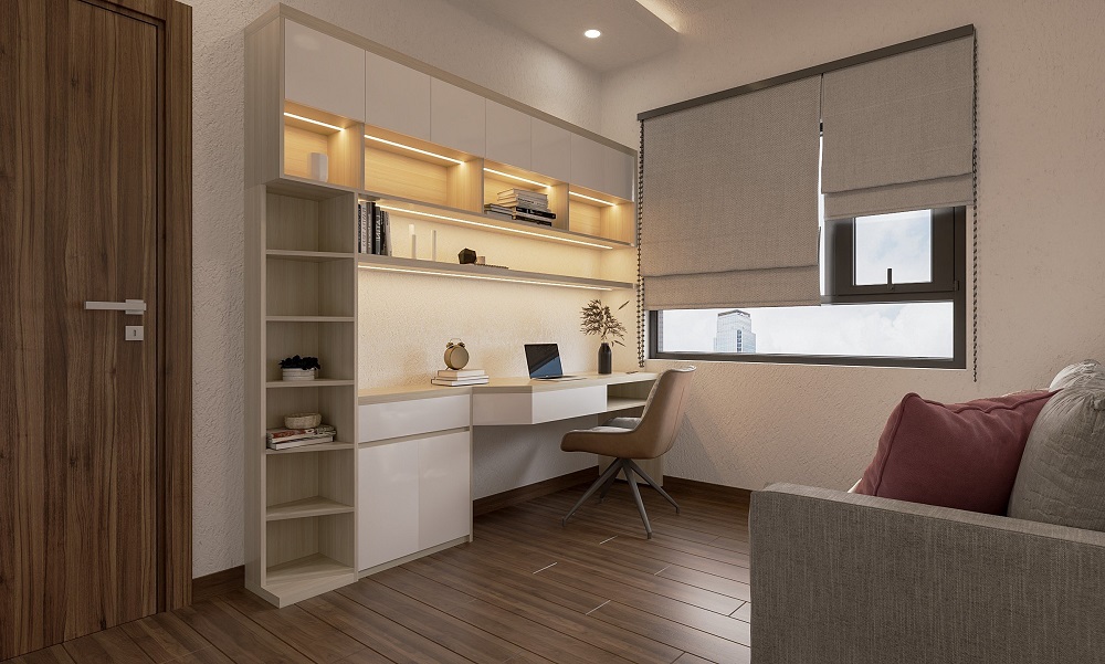 Không gian phòng làm việc, học tập chuyên nghiệp của căn hộ MP10 Mizuki