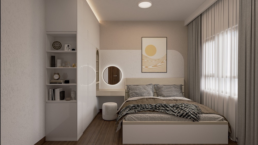 Tổng thể phòng ngủ phụ khi nhìn từ đối diện