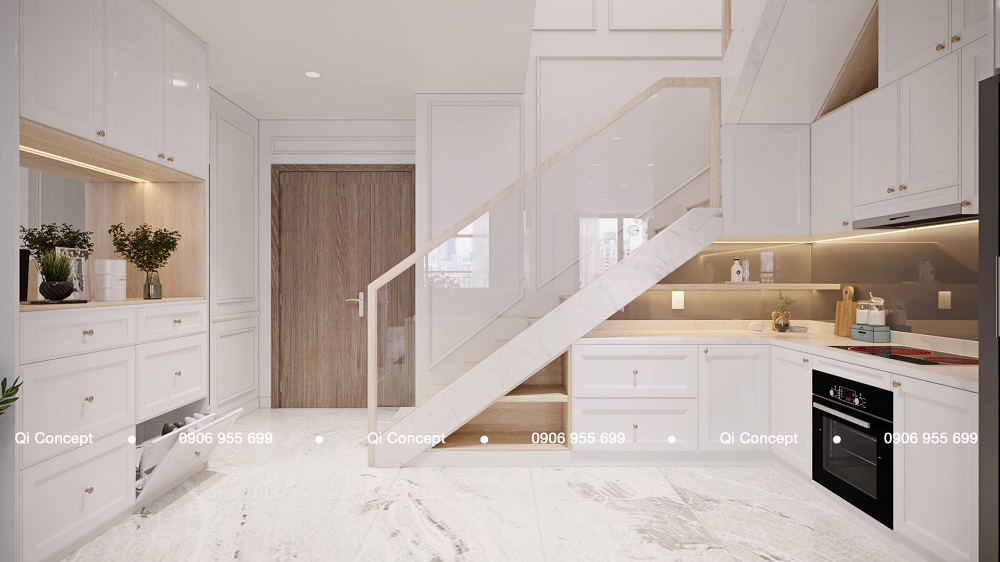   Tủ rượu lạ mắt với thiết kế rỗng giữa làm điểm nhấn cho gian bếp