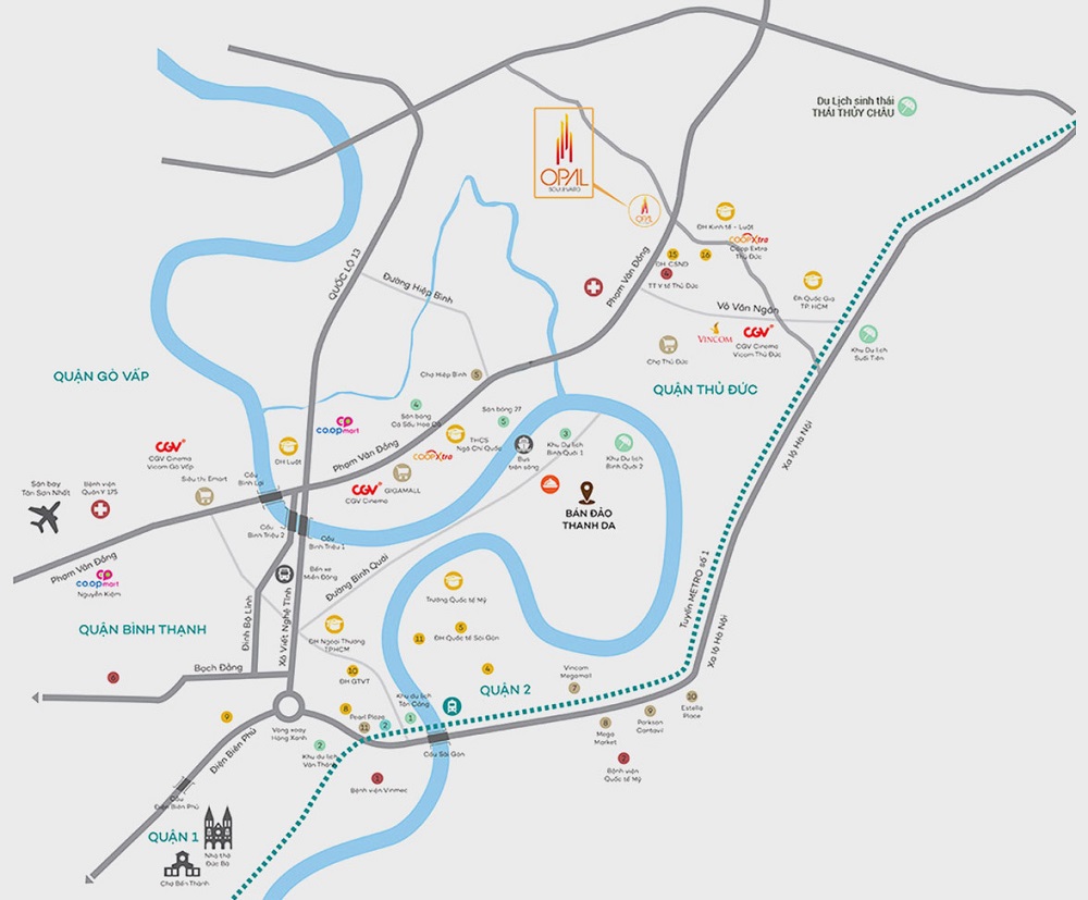 View bản đồ vị trí dự án Opal Boulevard