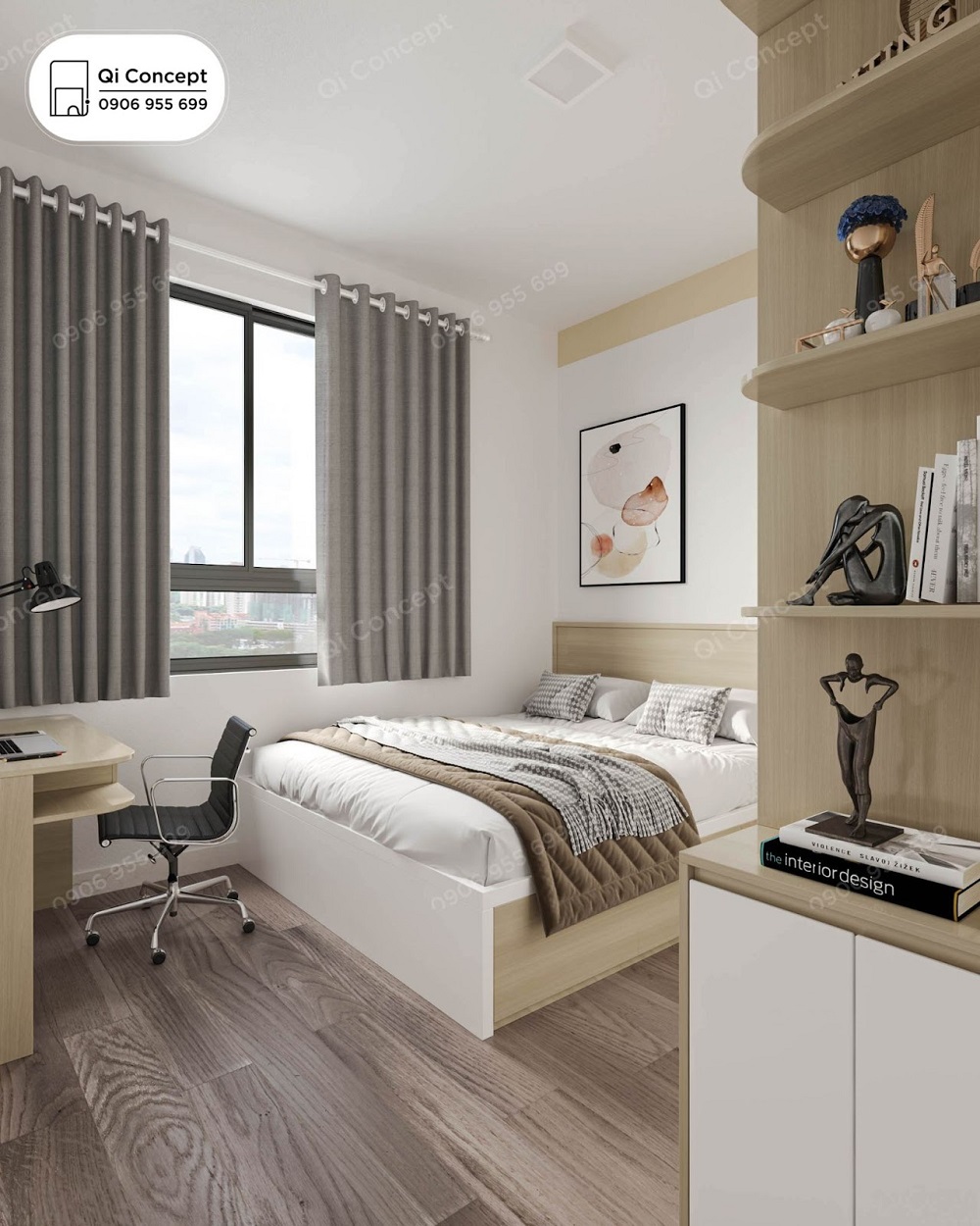 View phòng ngủ master cùng góc làm việc