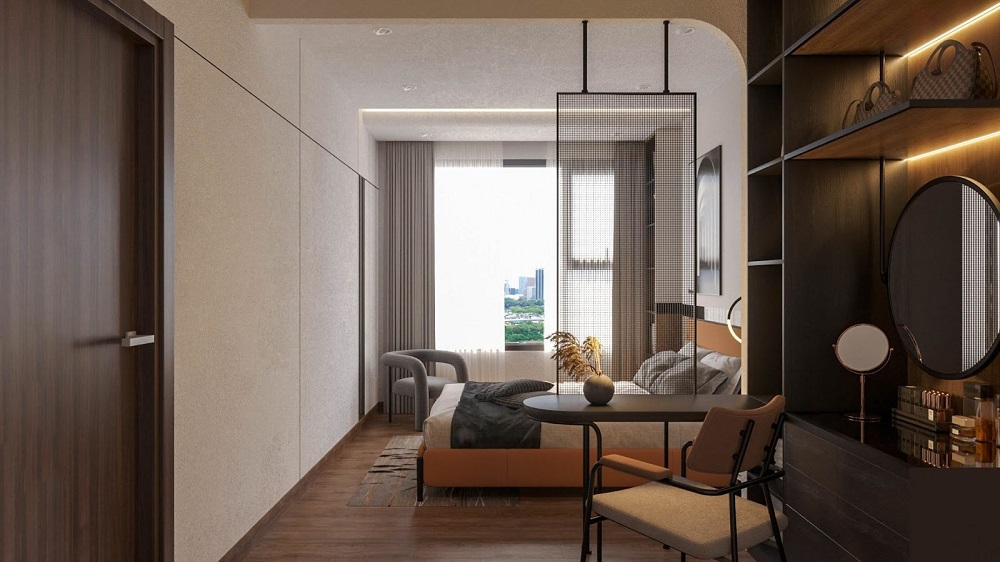 Ánh sáng ngập tràn tạo nên sự thoáng đãng, thoải mái cho phòng ngủ