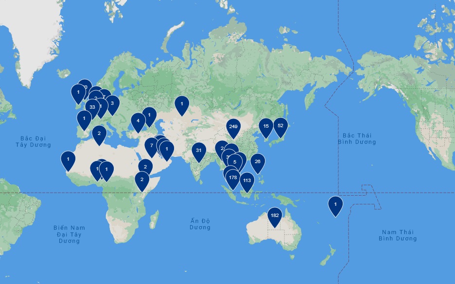 Bản đồ ghi dấu sự hiện diện toàn cầu của Capitaland
