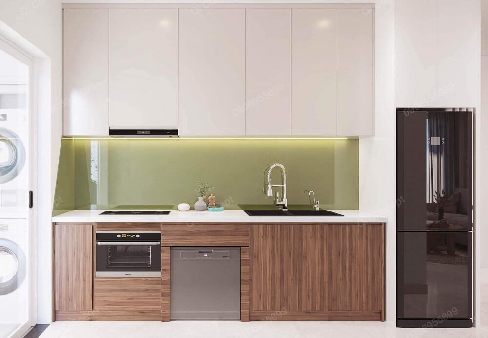 Mẫu thiết kế hiện đại, sang trọng cho layout bếp chữ I căn hộ Pegasuite 2